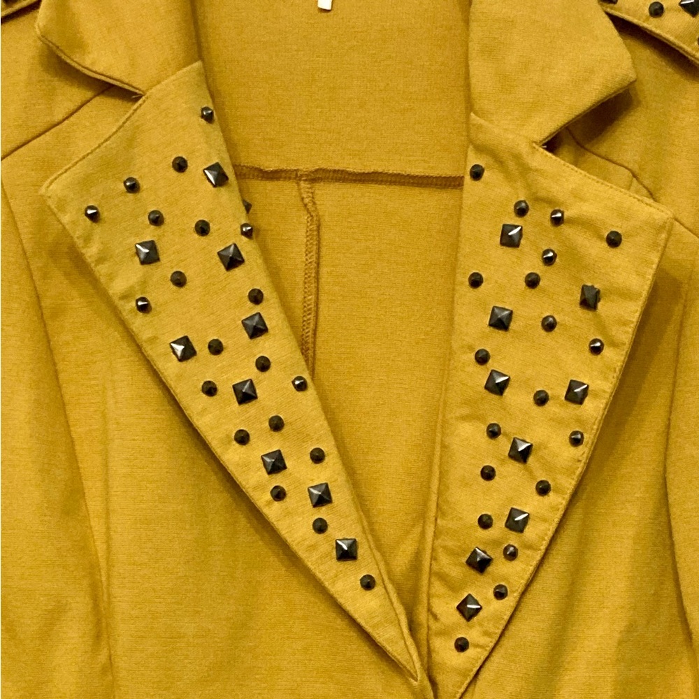 Mustard Yellow Jacket With Silver Studs Sz L - Picture 5 of 12